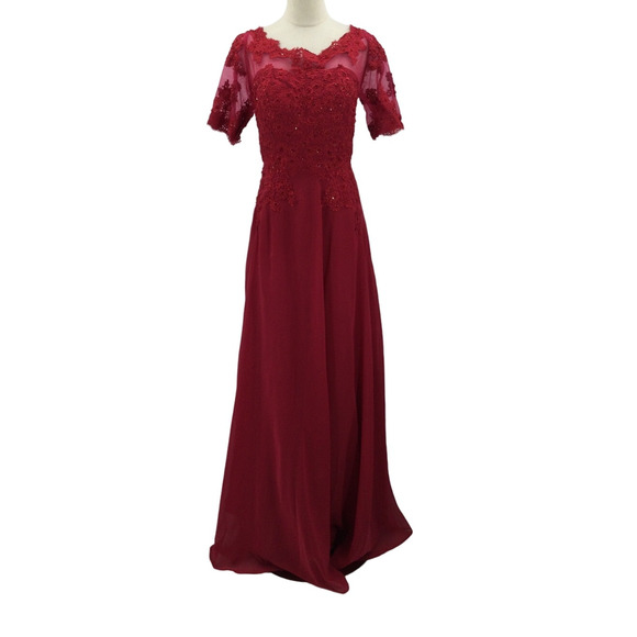 MOTHER OF THE BRIDE SZ 14 1X plus red embellished embroidered formal dress B107 - Picture 1 of 8